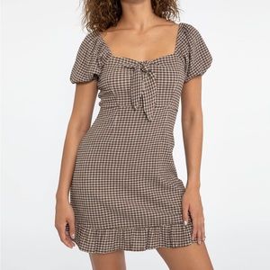 SOLD NWT Sanctuary Brown Plaid Summer Mini Dress Size M